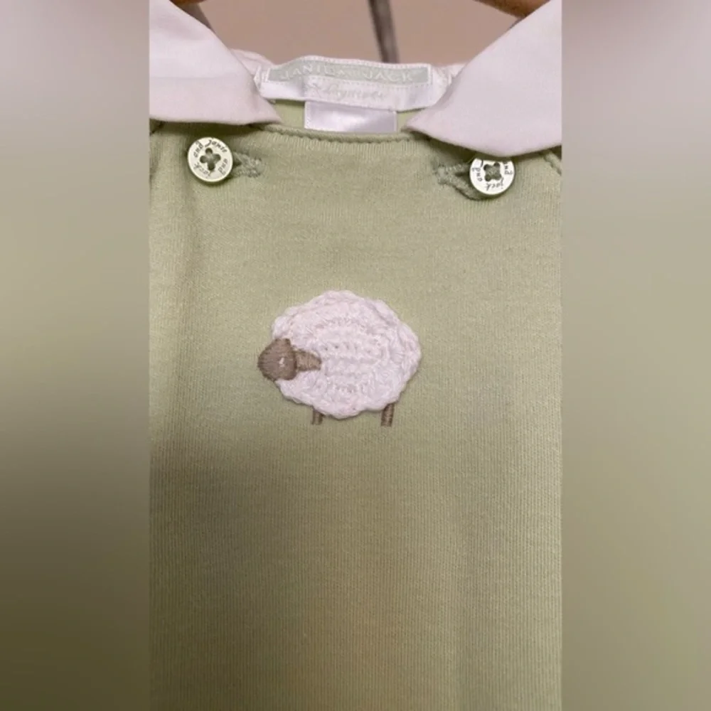 Janie and Jack Layette Long Sleeve One-Piece with Sheep Size 12-18M